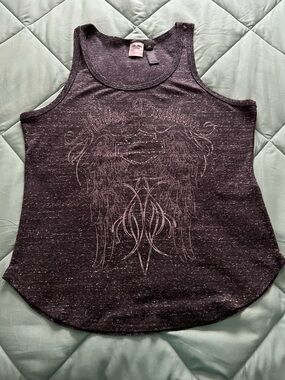 Harley-Davidson Women's Heathered Dark Gray Tank with Wing Graphic
